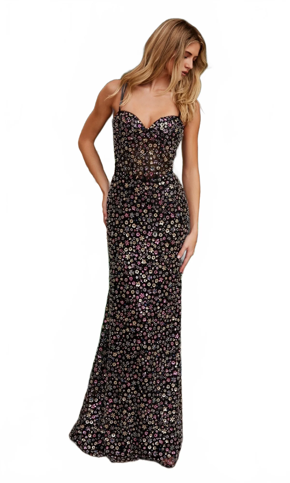 Nox Anabel C1609 Romantic Floral-Beaded Long Prom Dress - Image 17