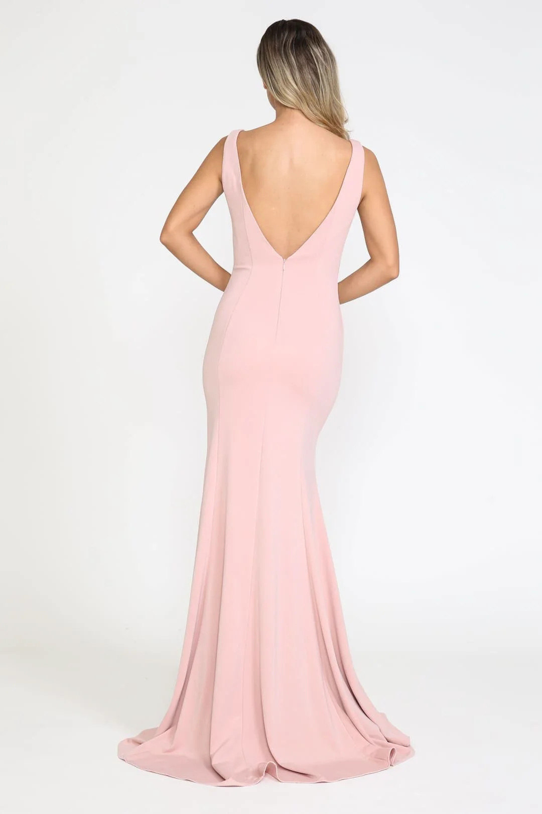 Rose Gold Bridesmaid Dresses-Inexpensive Poly USA 8158 Simple Mermaid - Image 3