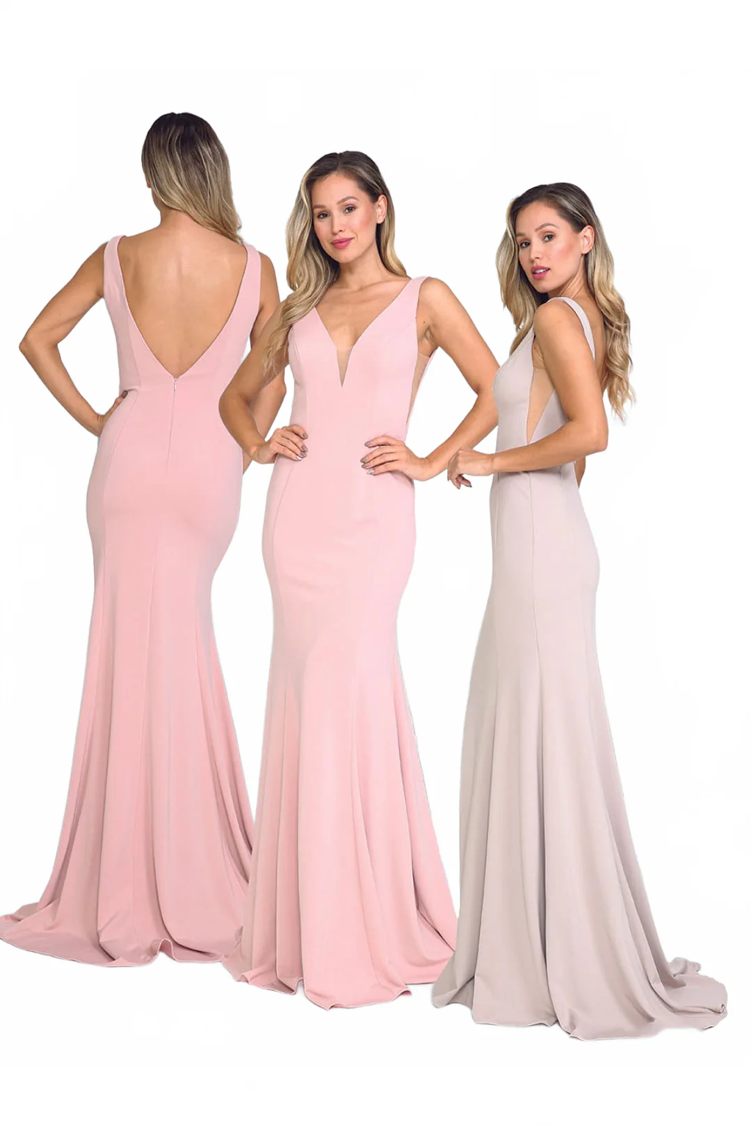 Rose Gold Bridesmaid Dresses-Inexpensive Poly USA 8158 Simple Mermaid - Image 6