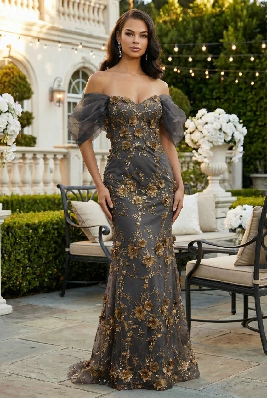 Rose Gold Quinceanera Mom Dresses Mother of the Quince Gowns - Image 6