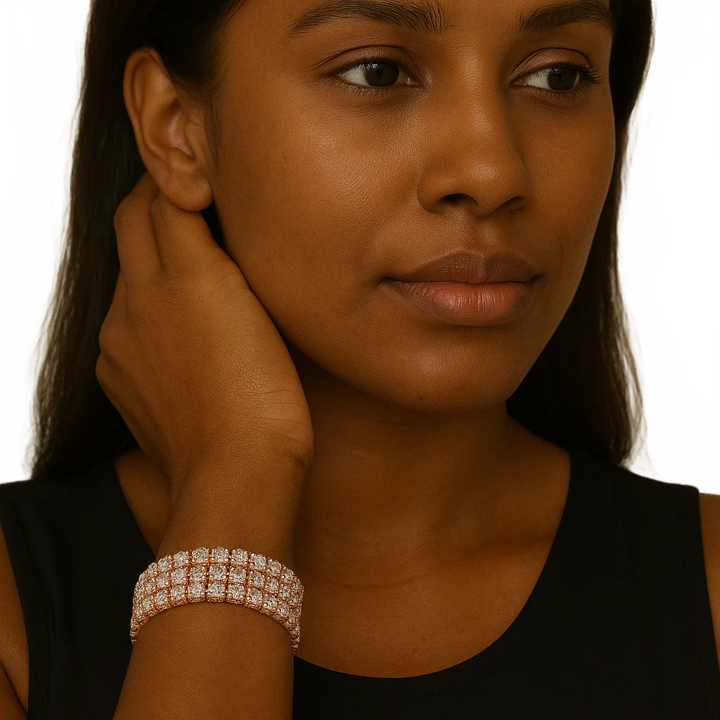 Rose Gold Rhinestone Stretch Bracelet Accessories B-1058 - Image 4