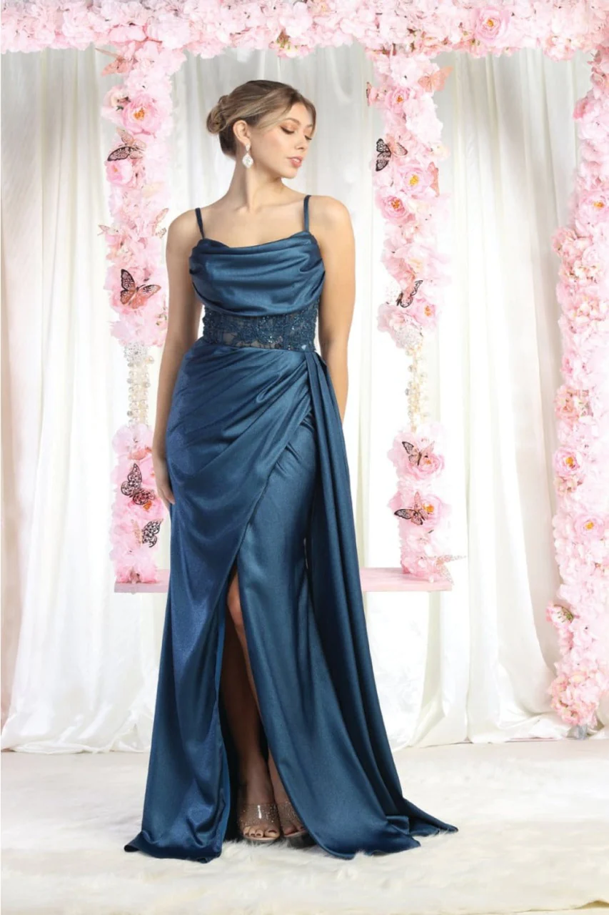 Royal Queen RQ8020 Sleeveless Sheer Side Sash Evening Gown - Image 3
