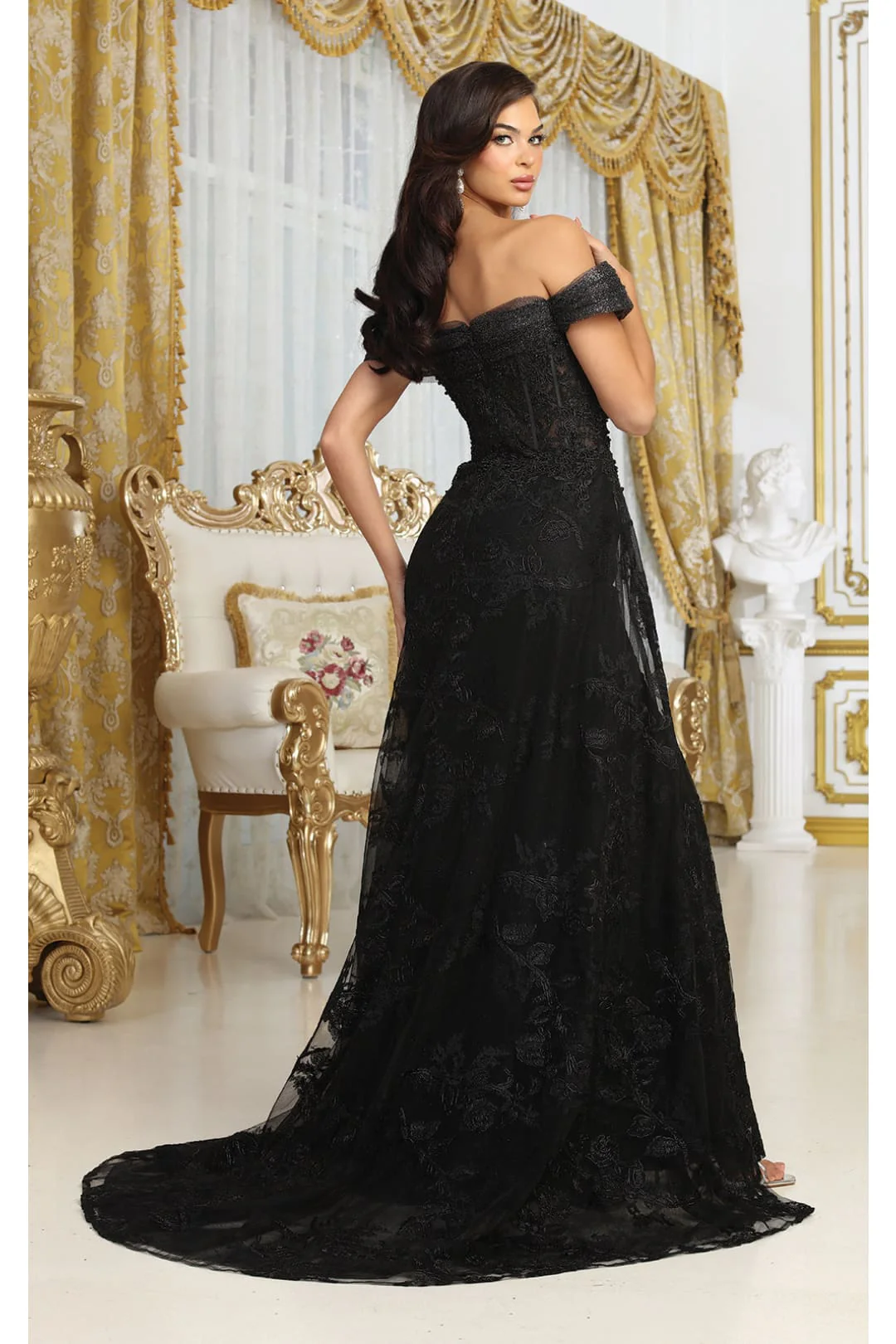Royal Queen RQ8053 Off Shoulder Lace Applpique Pageant Formal Dress - Image 4