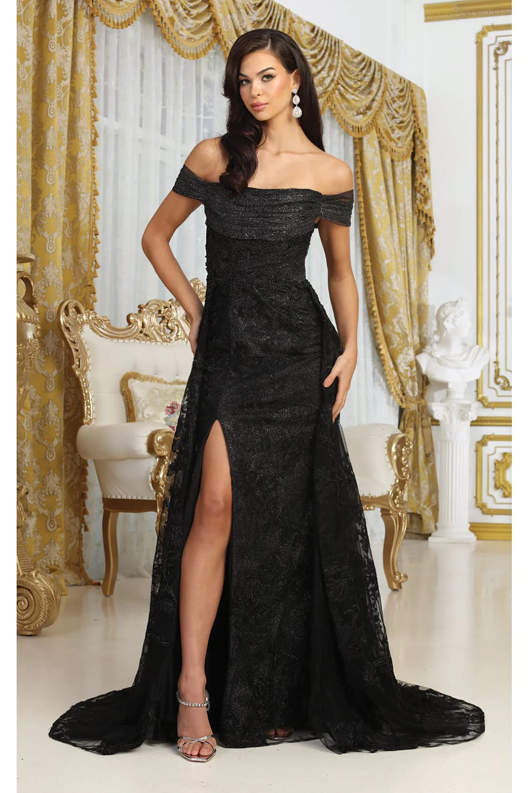 Royal Queen RQ8053 Off Shoulder Lace Applpique Pageant Formal Dress - Image 5