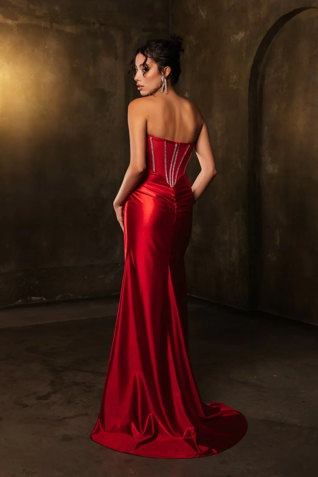Royal Queen RQ8104 Draped Embellished High Slit Prom Evening Dress - Image 4