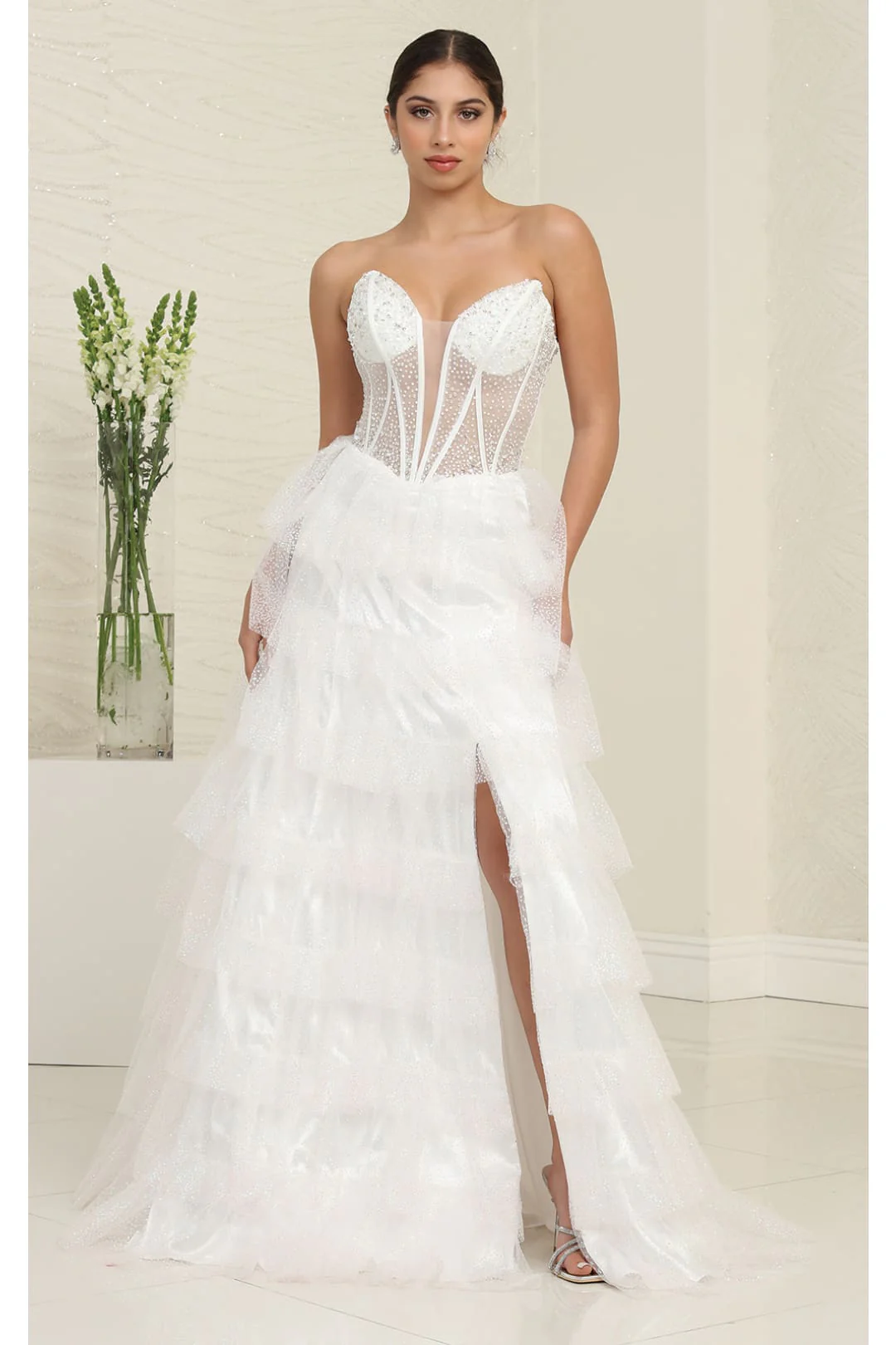 Royal Queen RQ8142 Sexy Strapless Layered Ruffle Pageant Prom Gown - Image 6