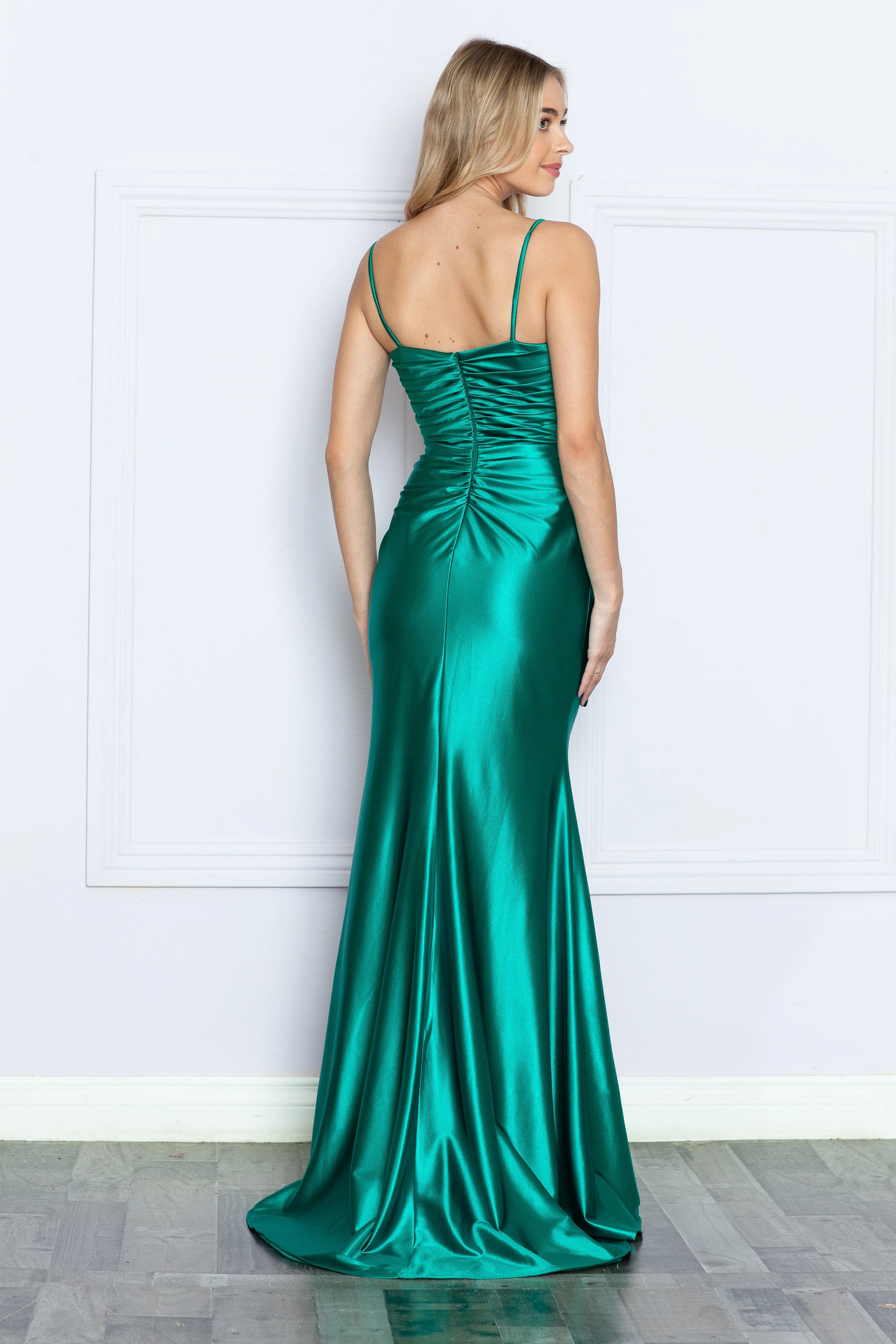 Poly USA 9254 Ruched Embroidered Slit Gown - Image 2