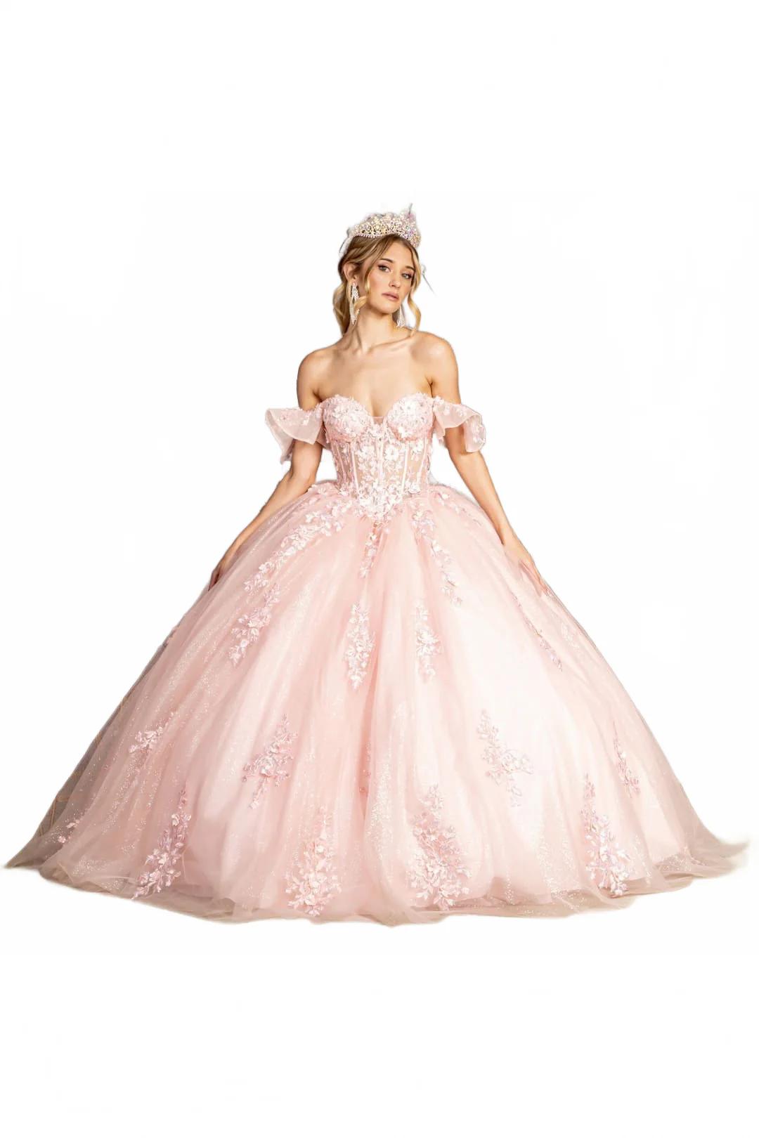 Ruffled Off Shoulder Corset Ball Gown by GLS Gloria GL3475 - Image 10