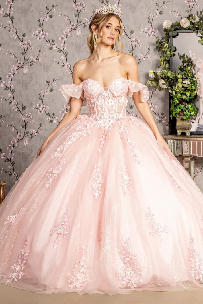 Ruffled Off Shoulder Corset Ball Gown by GLS Gloria GL3475 - Image 6