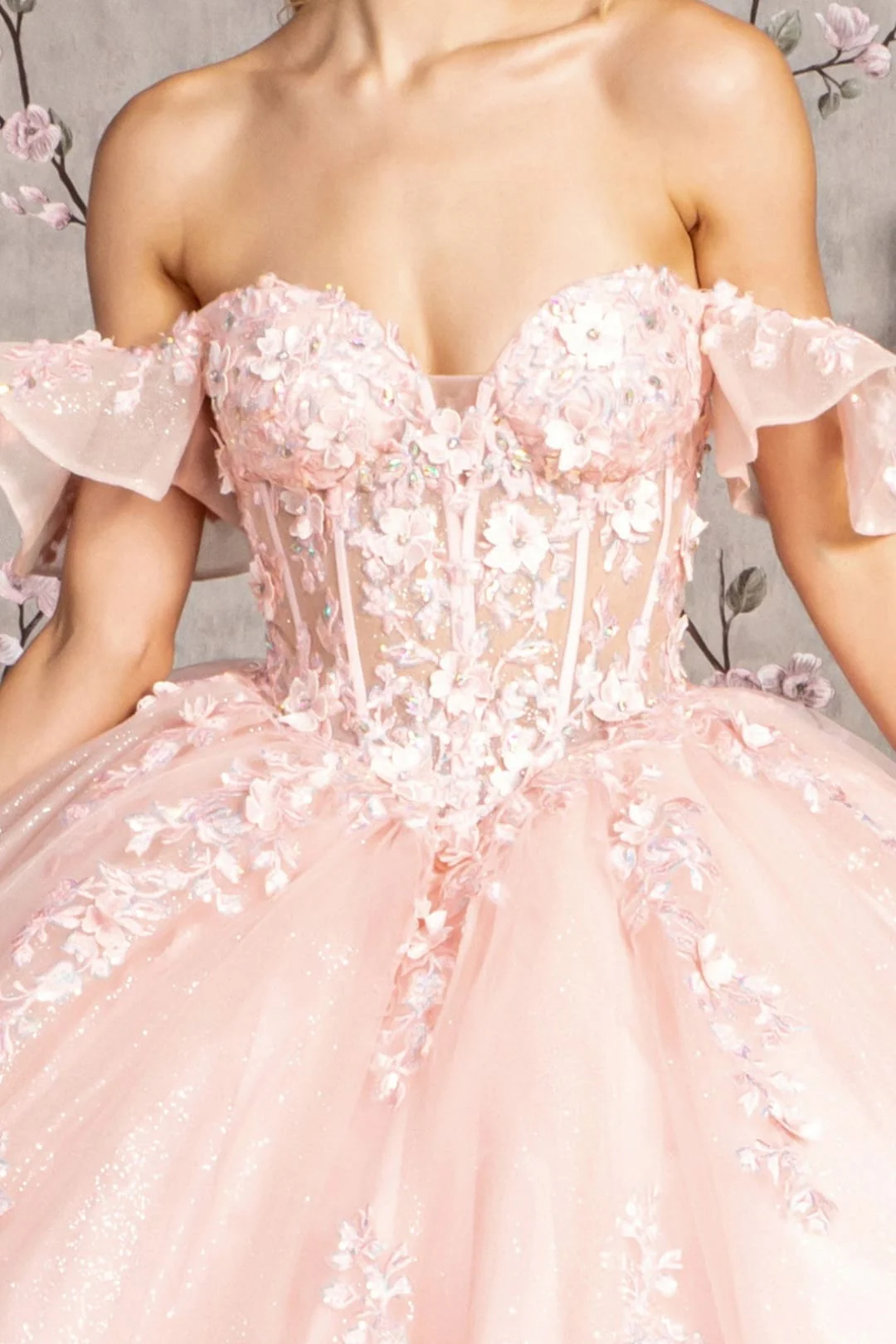 Ruffled Off Shoulder Corset Ball Gown by GLS Gloria GL3475 - Image 8