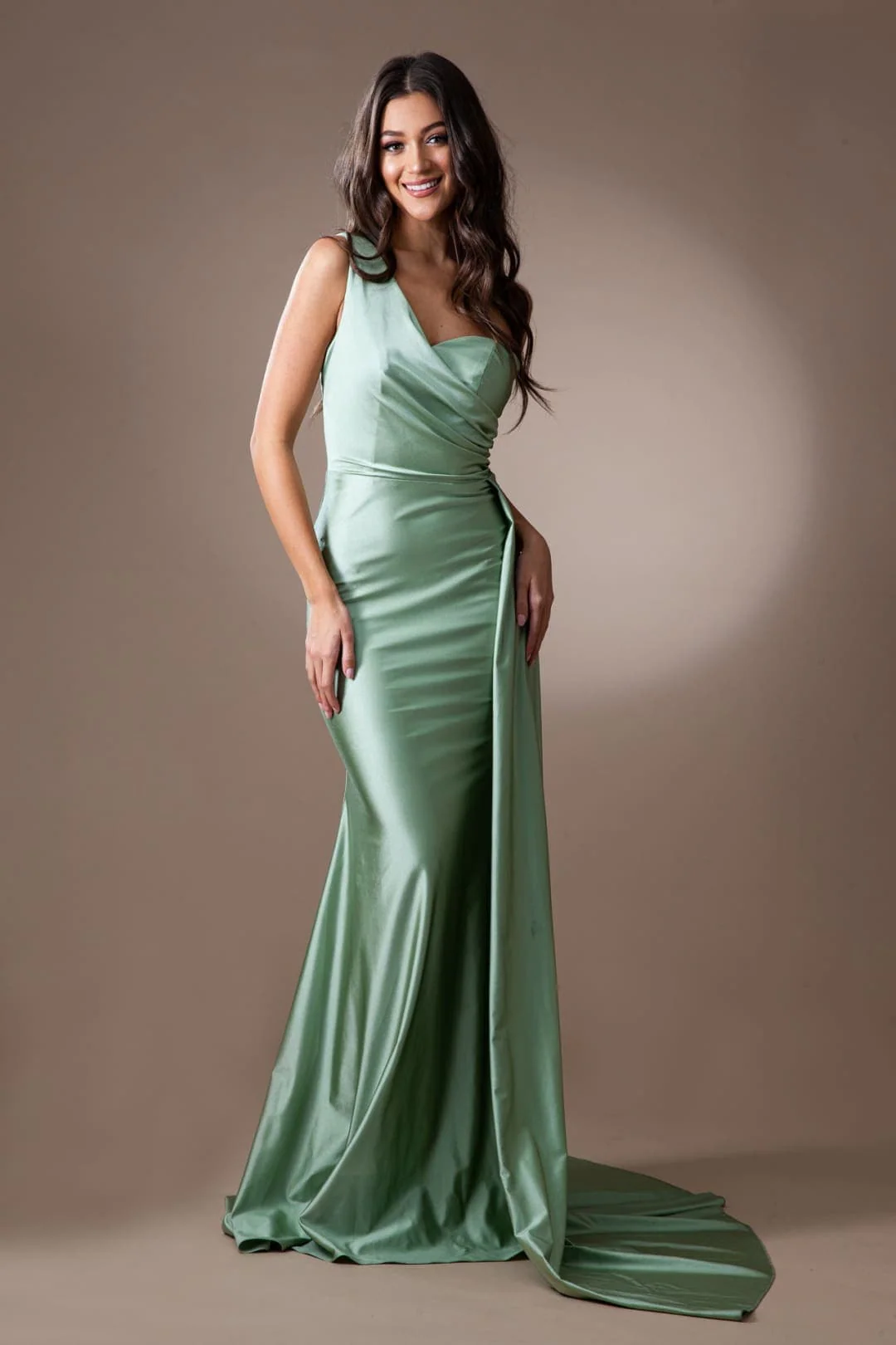 Sage Bridesmaid Dresses-Inexpensive Amelia Couture 387 One Shoulder