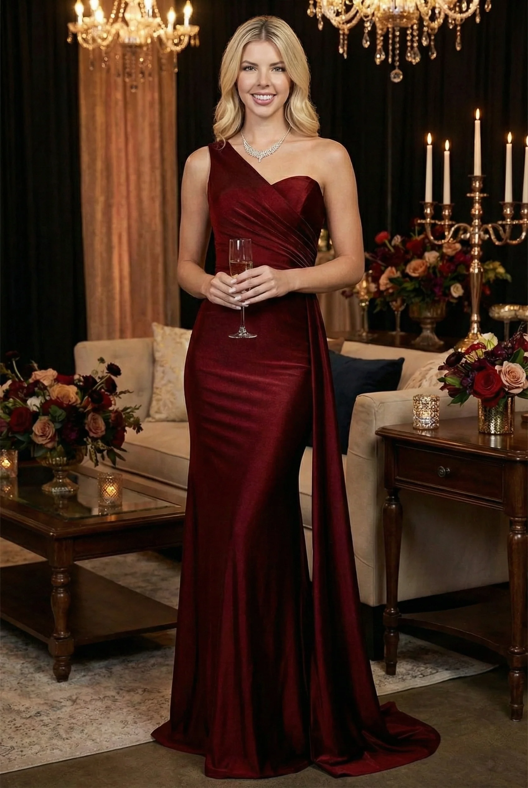 Sage Bridesmaid Dresses-Inexpensive Amelia Couture 387 One Shoulder - Image 3