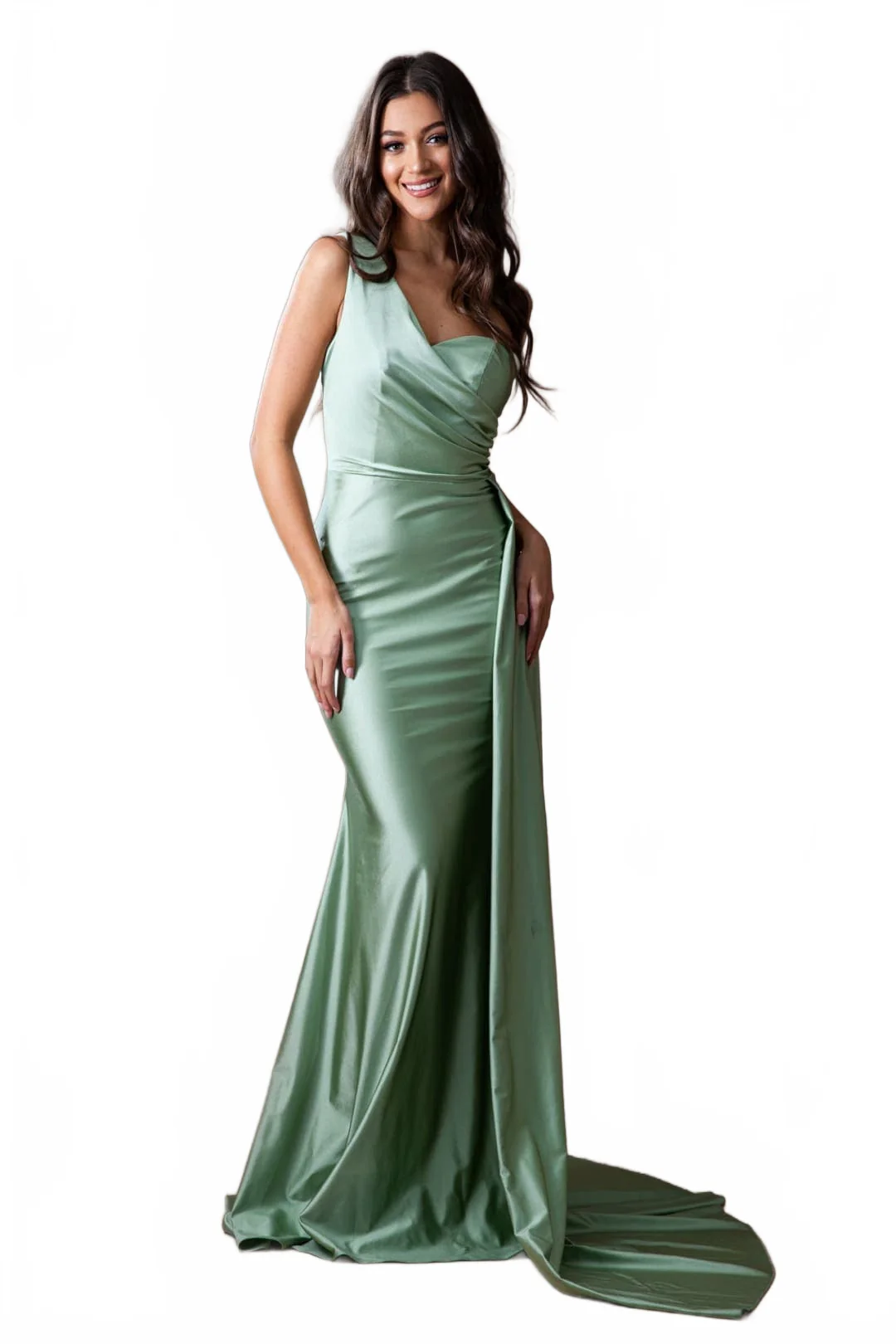 Sage Bridesmaid Dresses-Inexpensive Amelia Couture 387 One Shoulder - Image 7