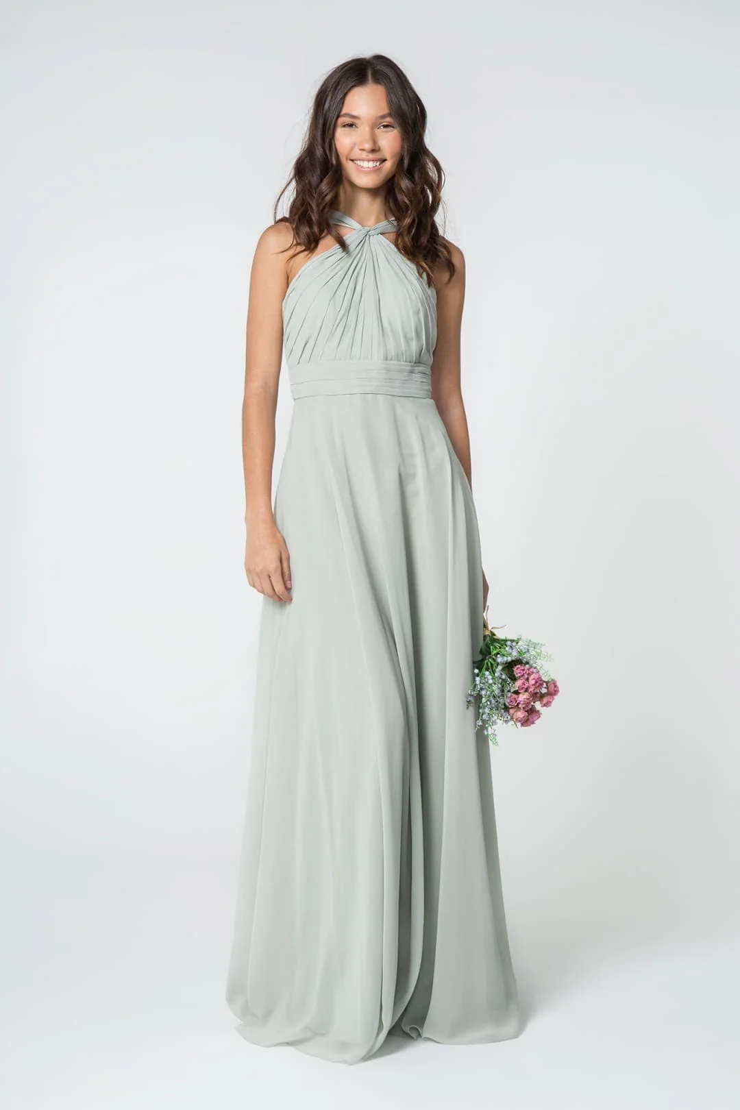 Sage Halter Bridesmaid Dress by Elizabeth KGL2816