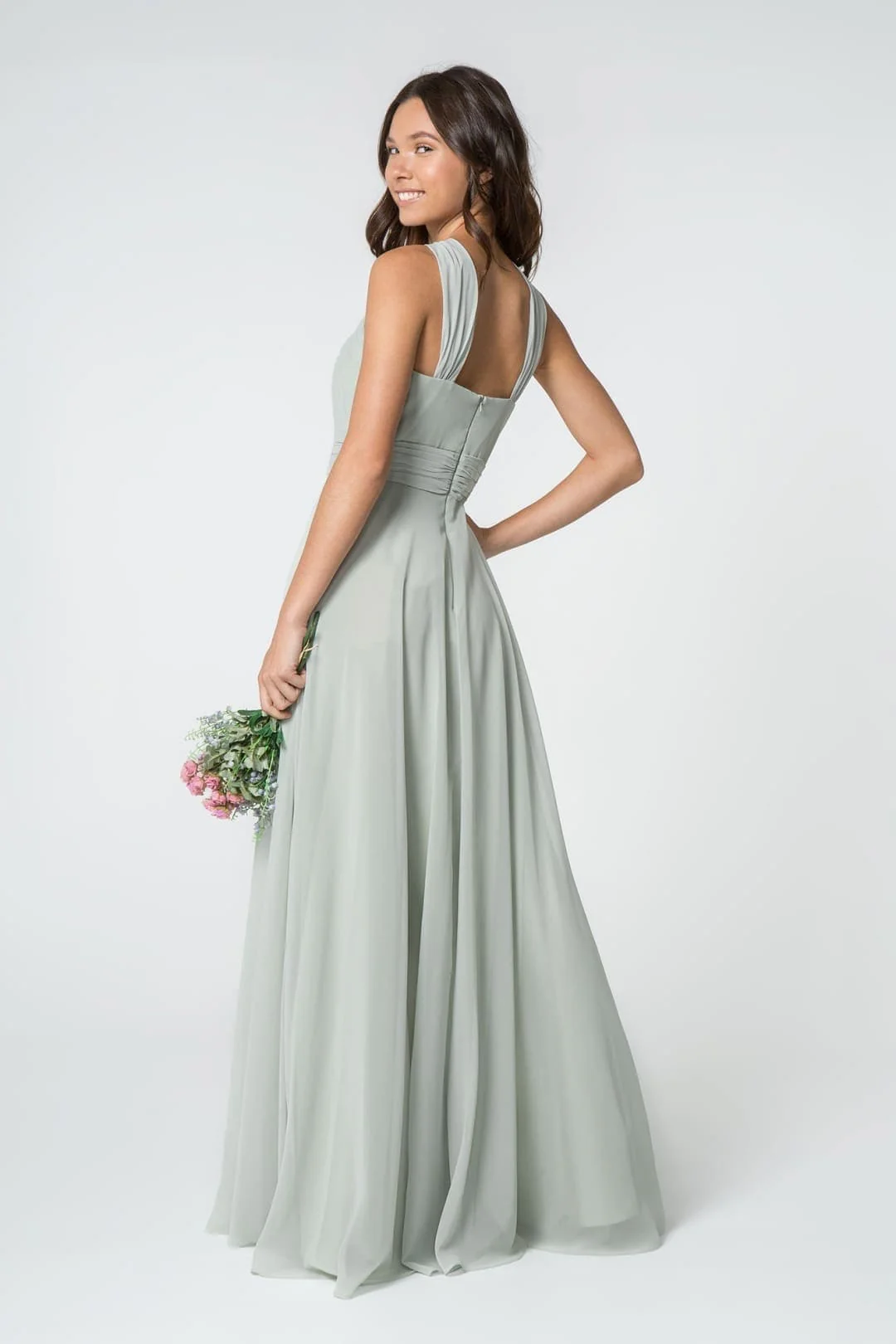 Sage Halter Bridesmaid Dress by Elizabeth KGL2816 - Image 2