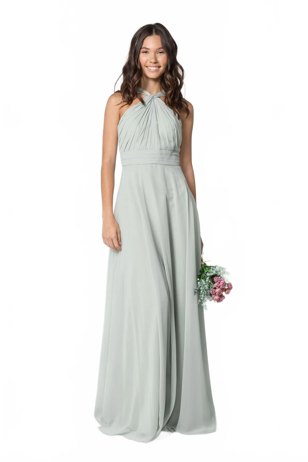 Sage Halter Bridesmaid Dress by Elizabeth KGL2816 - Image 4