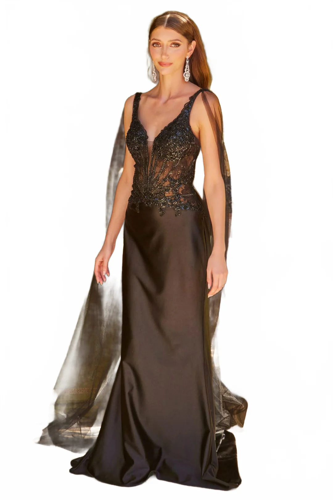 Satin Fitted V-Neck Gown by GLS Gloria GL3615 - Image 6