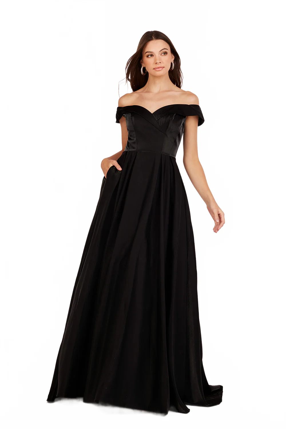 Satin Off Shoulder A-line Gown by Lucci Lu 28063 - Image 11
