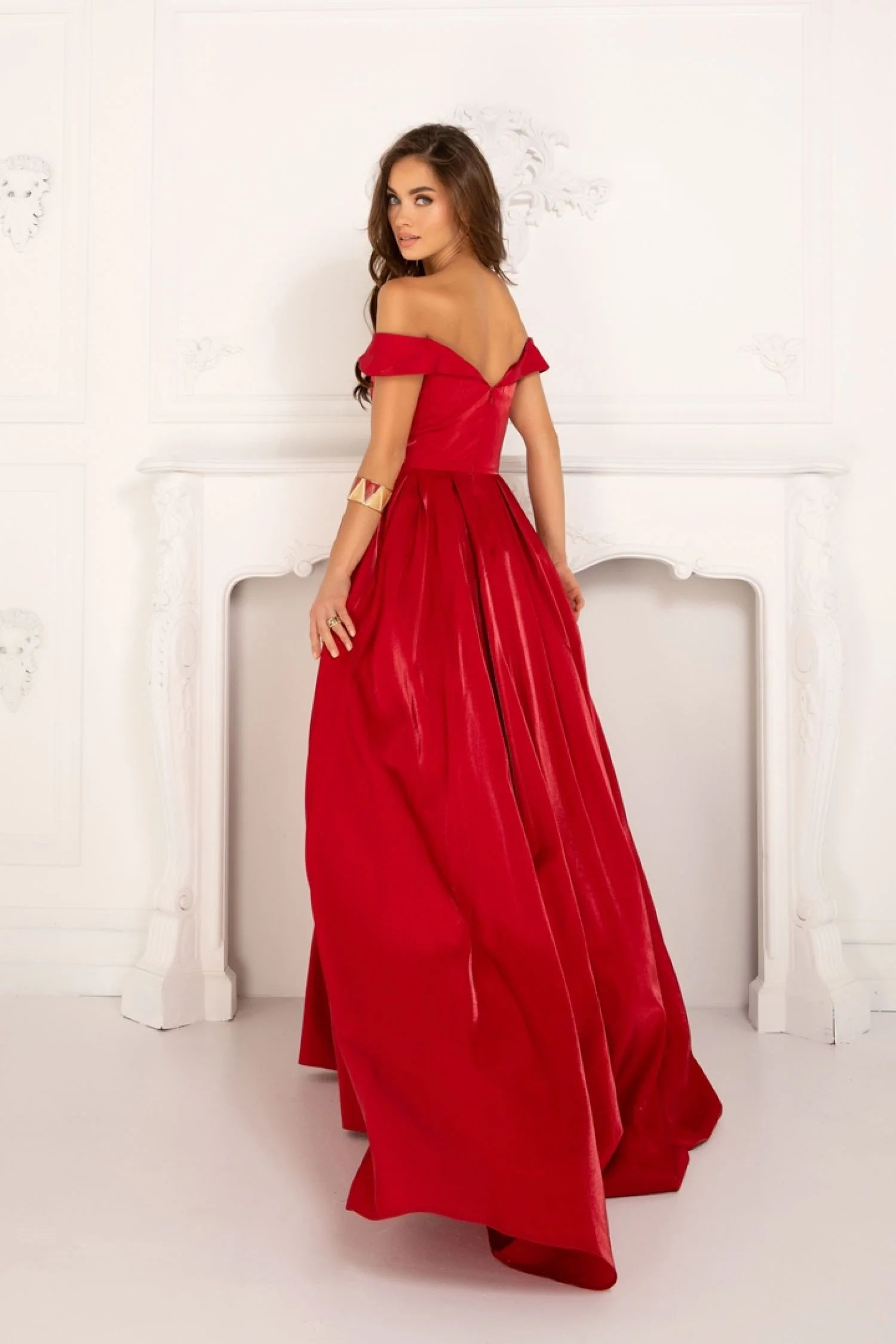 Satin Off Shoulder A-line Gown by Lucci Lu 28063 - Image 2