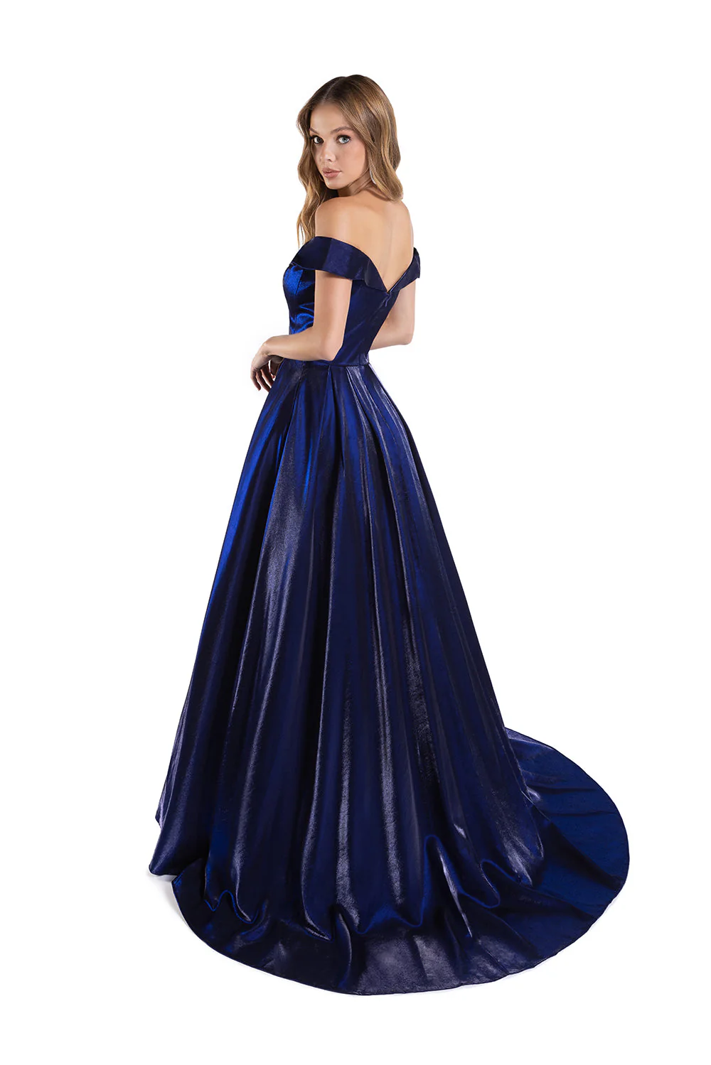 Satin Off Shoulder A-line Gown by Lucci Lu 28063 - Image 3