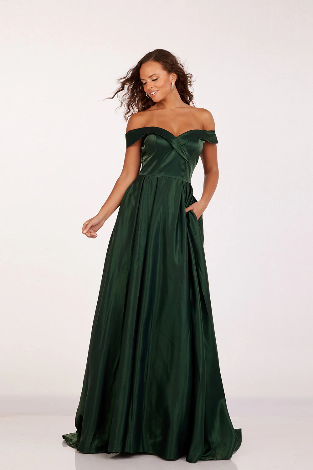 Satin Off Shoulder A-line Gown by Lucci Lu 28063 - Image 4