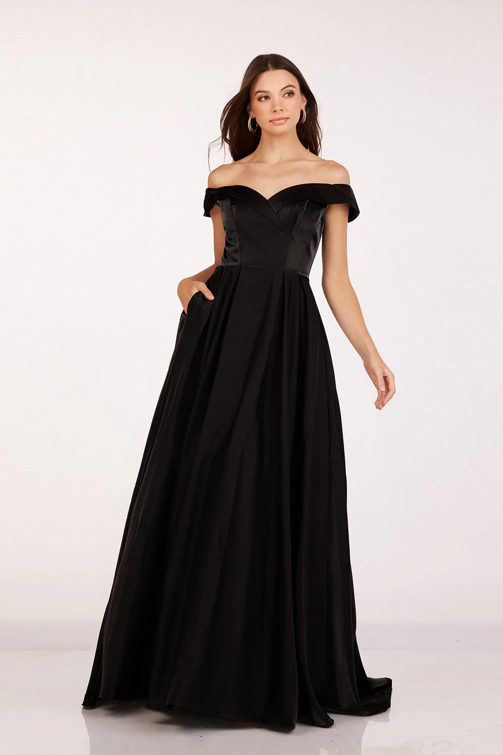 Satin Off Shoulder A-line Gown by Lucci Lu 28063 - Image 5