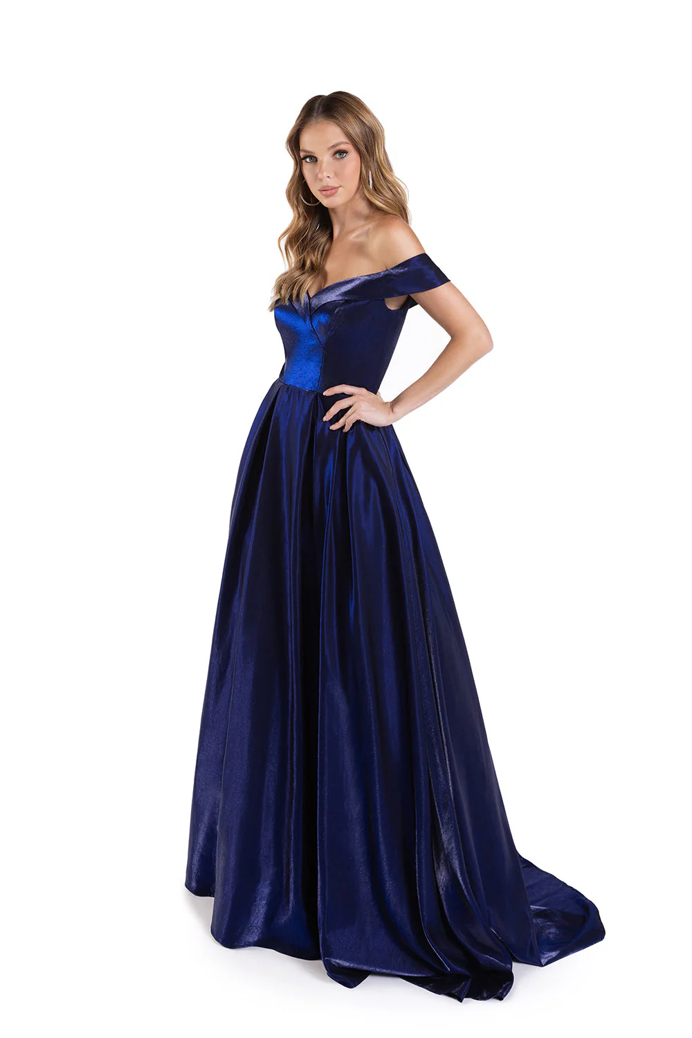 Satin Off Shoulder A-line Gown by Lucci Lu 28063 - Image 7