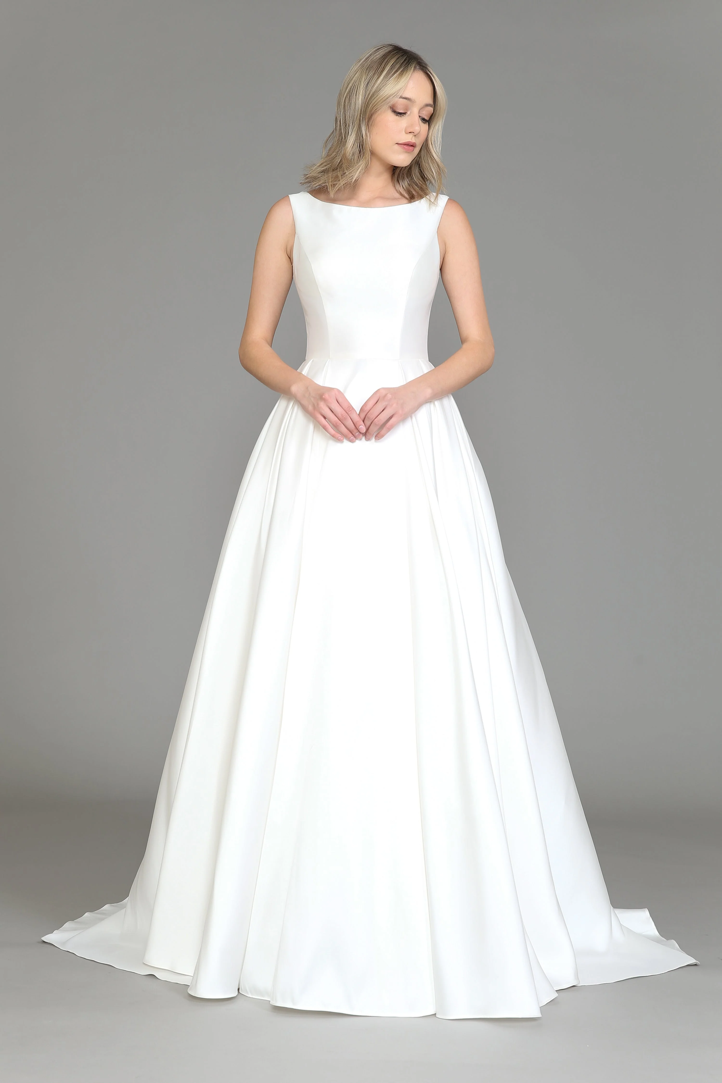 Poly USA 8534 Satin Wedding Dress with Lace Back