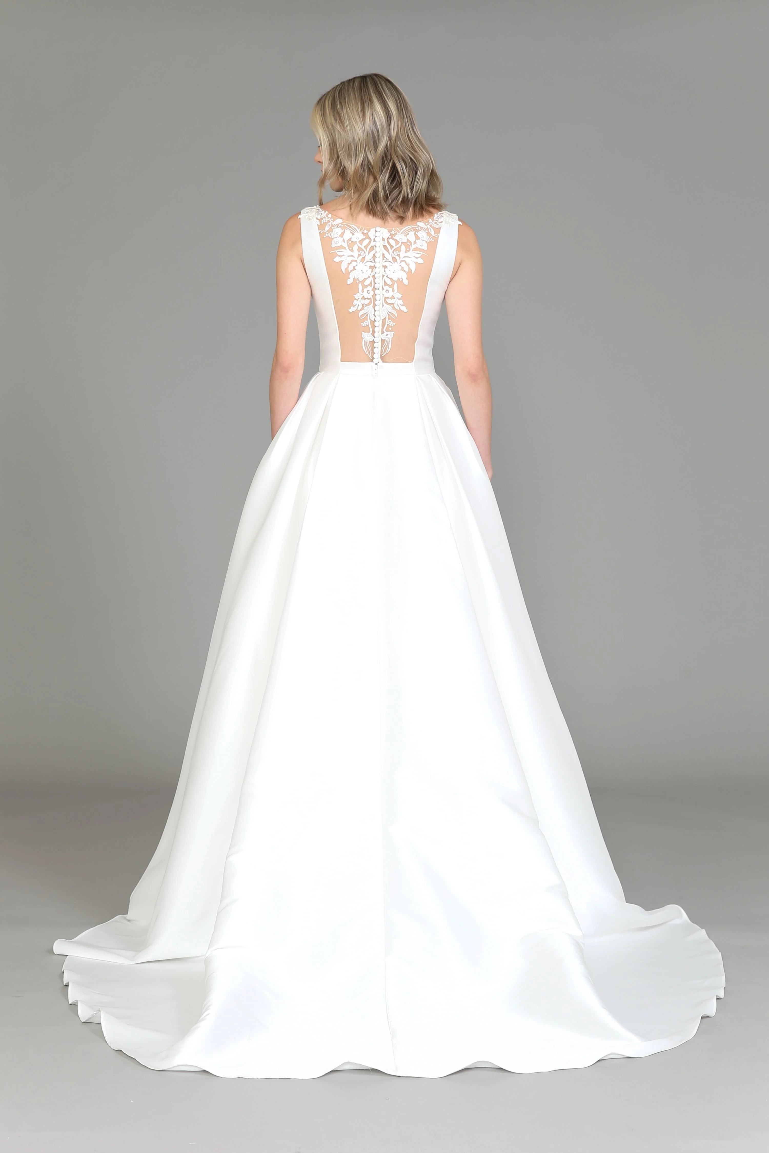 Poly USA 8534 Satin Wedding Dress with Lace Back - Image 2