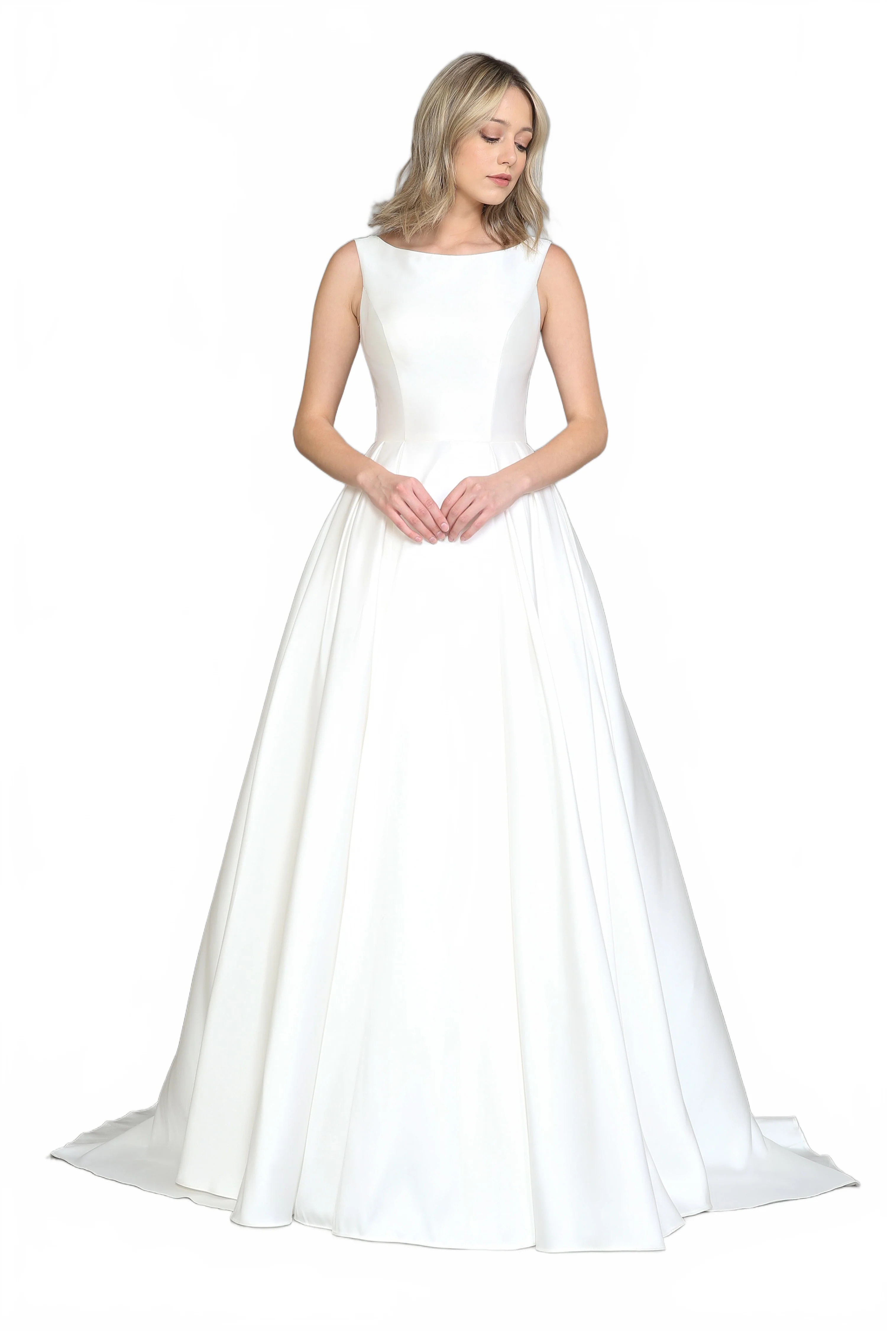 Poly USA 8534 Satin Wedding Dress with Lace Back - Image 5