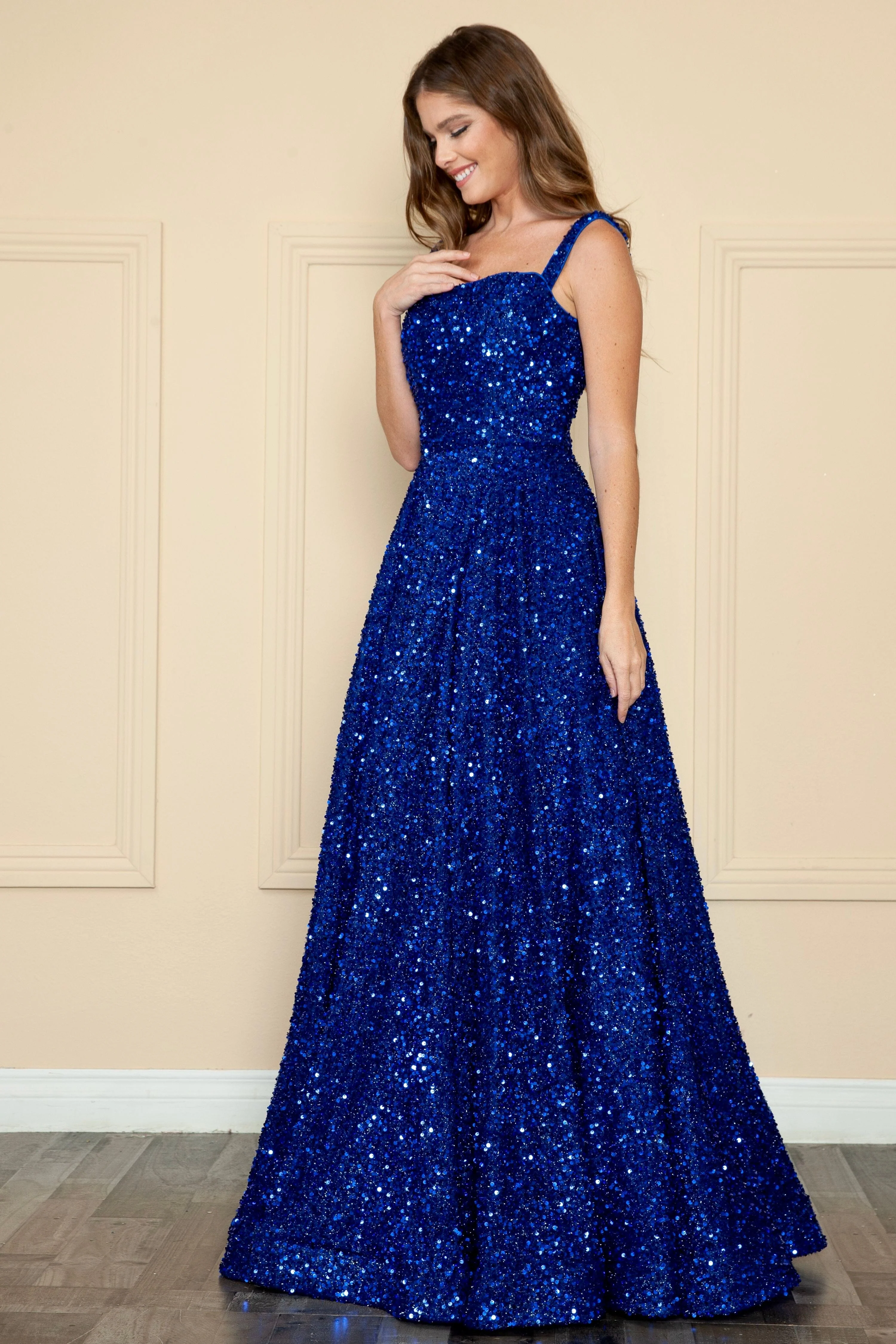 Poly USA 9106 Sequin Long Sleeveless A-line Dress - Image 4