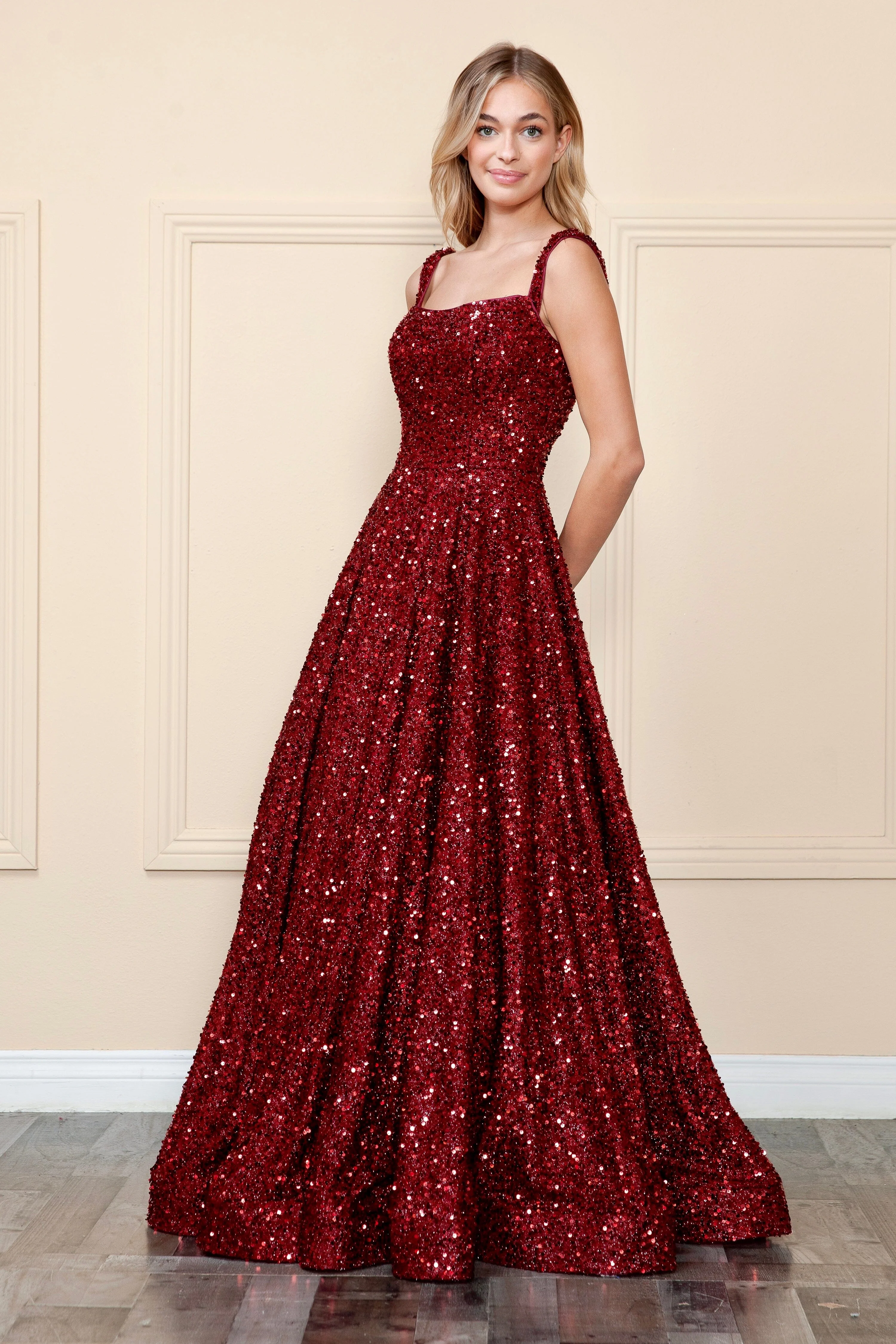 Poly USA 9106 Sequin Long Sleeveless A-line Dress - Image 7