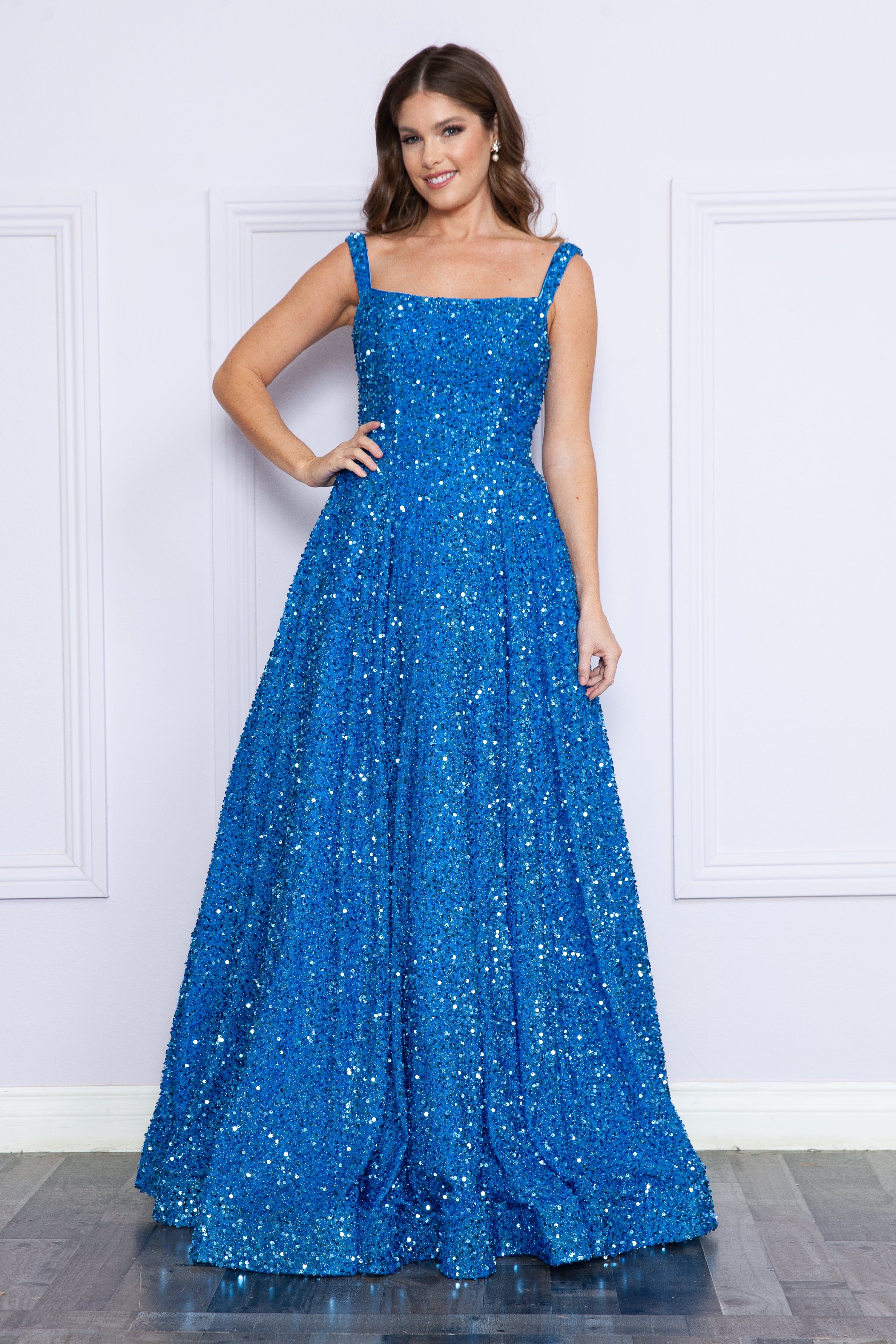 Poly USA 9106 Sequin Long Sleeveless A-line Dress - Image 8