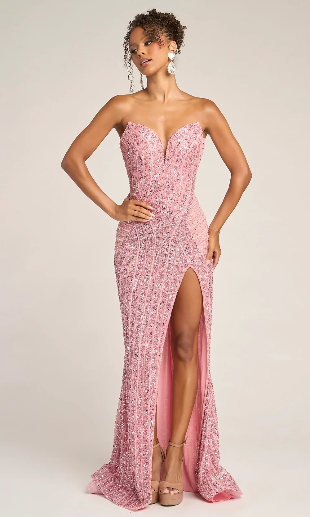 Sequin Mermaid Evening Gown with High Slit Formal Dress by Portia and Scarlett PS26424C - Image 15