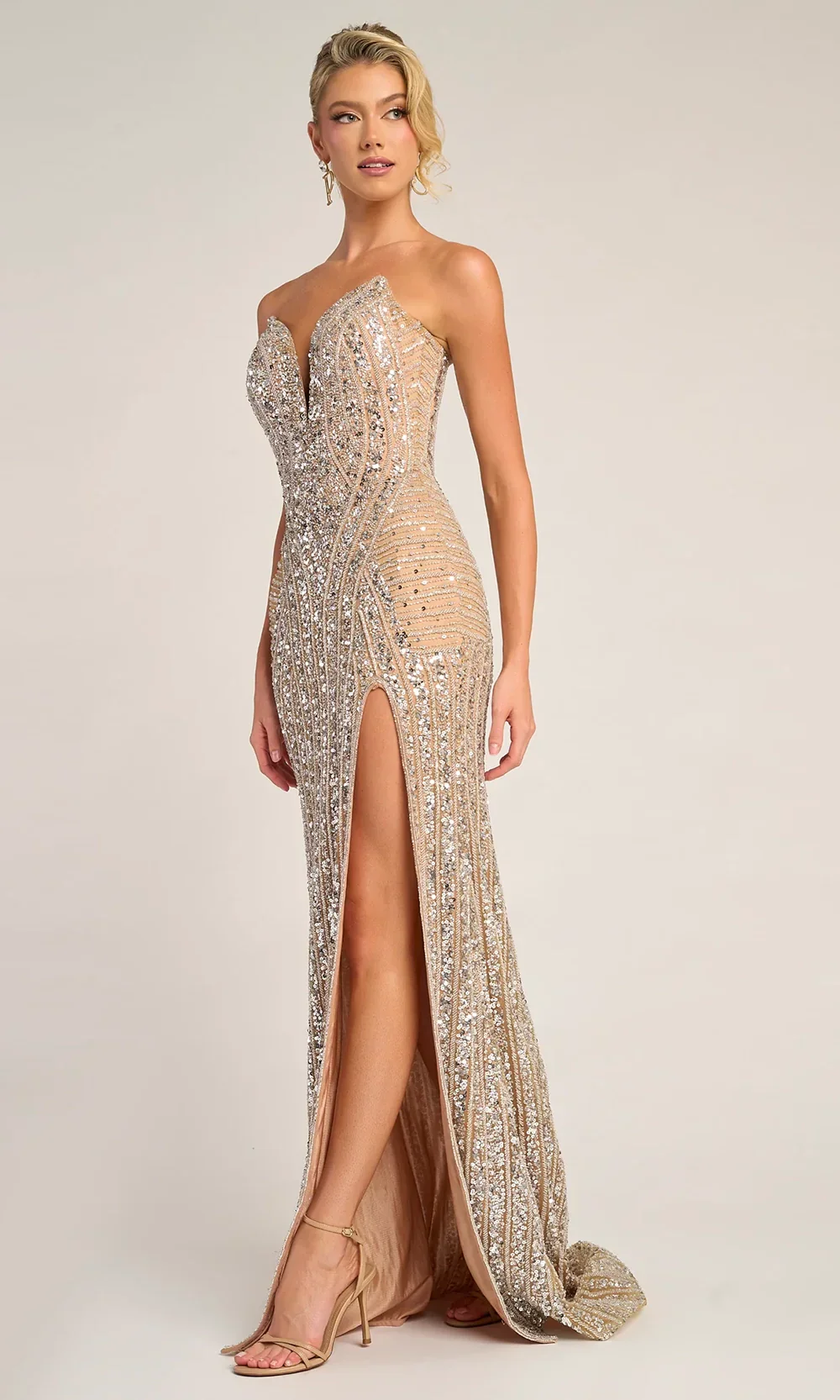 Sequin Mermaid Evening Gown with High Slit Formal Dress by Portia and Scarlett PS26424C - Image 22