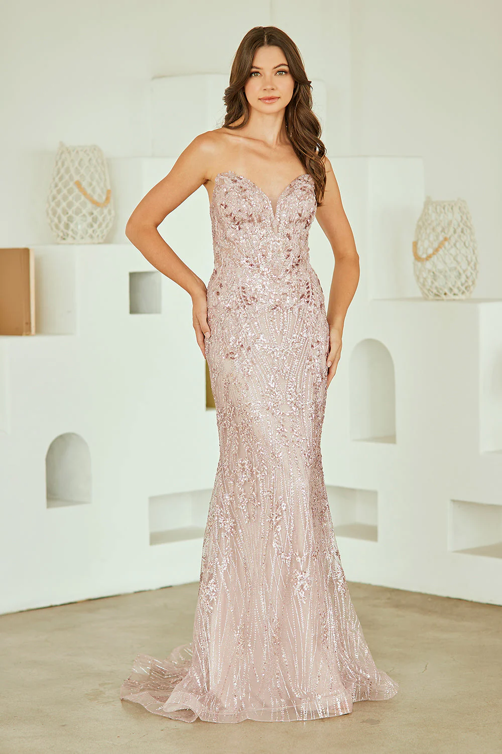 Sequin Strapless Mermaid Prom Dress with Lace-Up Back Formal Evening Gown by Amelia Couture JQ1101 - Image 5