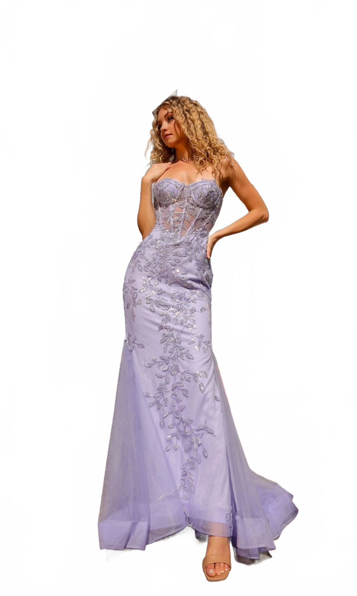 Nox Anabel G1258 Sheer-Bodice Strapless Sleek Mermaid Prom Gown - Image 9
