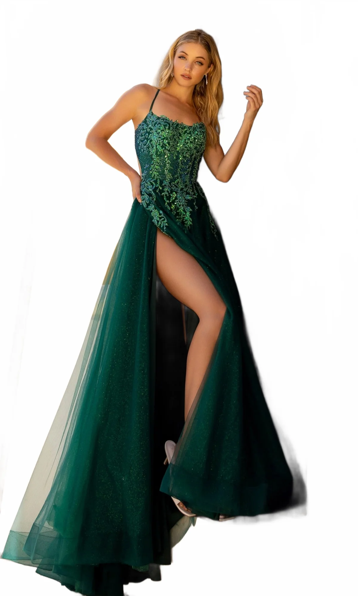 Nox Anabel G1405 Shimmering Bodice A-Line Prom Gown - Image 12