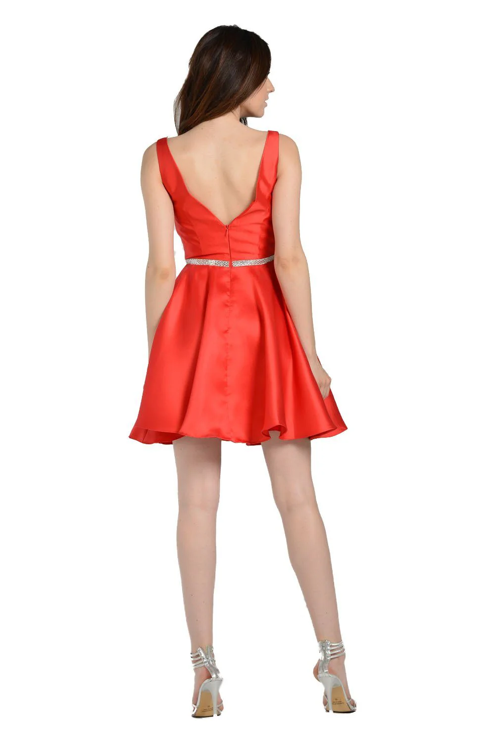 Poly USA 7894 Short Illusion V-Neck Mikado Dress - Image 10