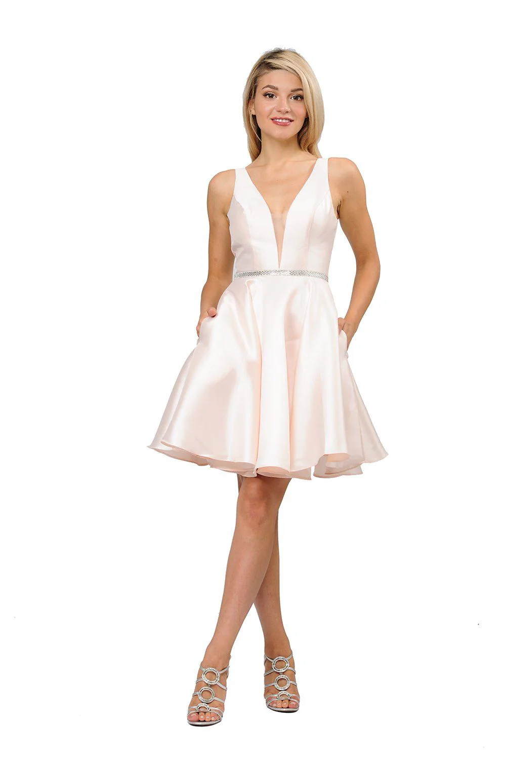 Poly USA 7894 Short Illusion V-Neck Mikado Dress - Image 14