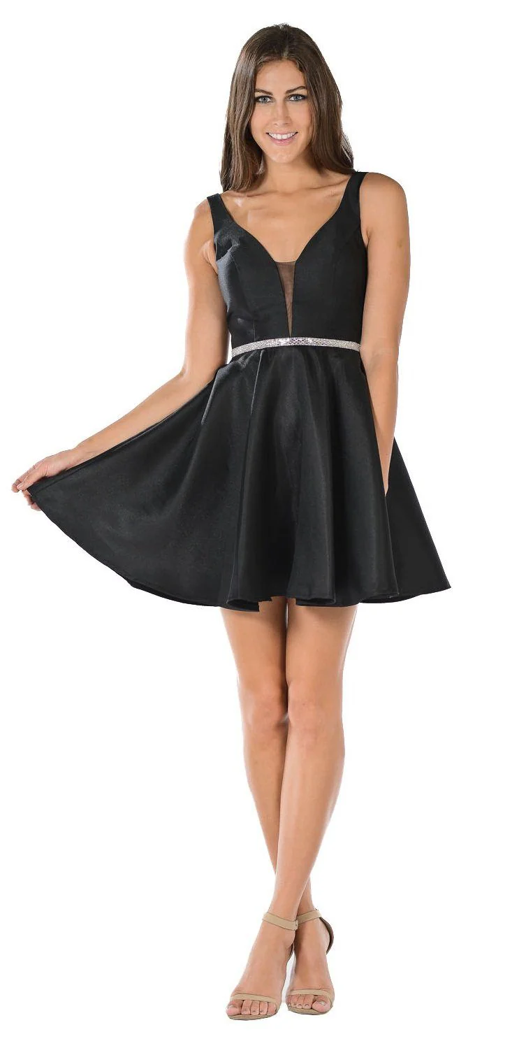 Poly USA 7894 Short Illusion V-Neck Mikado Dress - Image 6