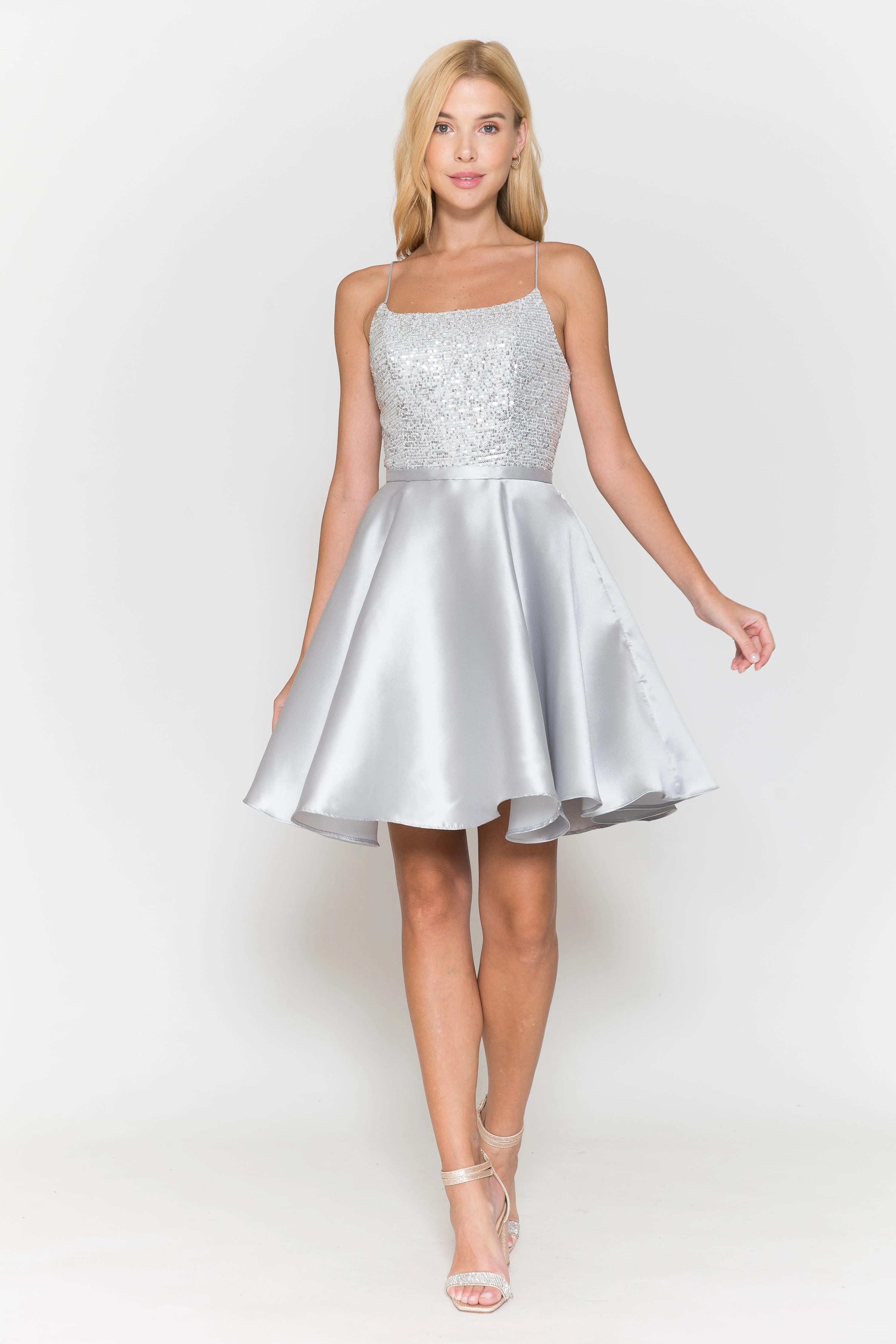 Poly USA 8730 Short Sequin Bodice A-line Dress - Image 10