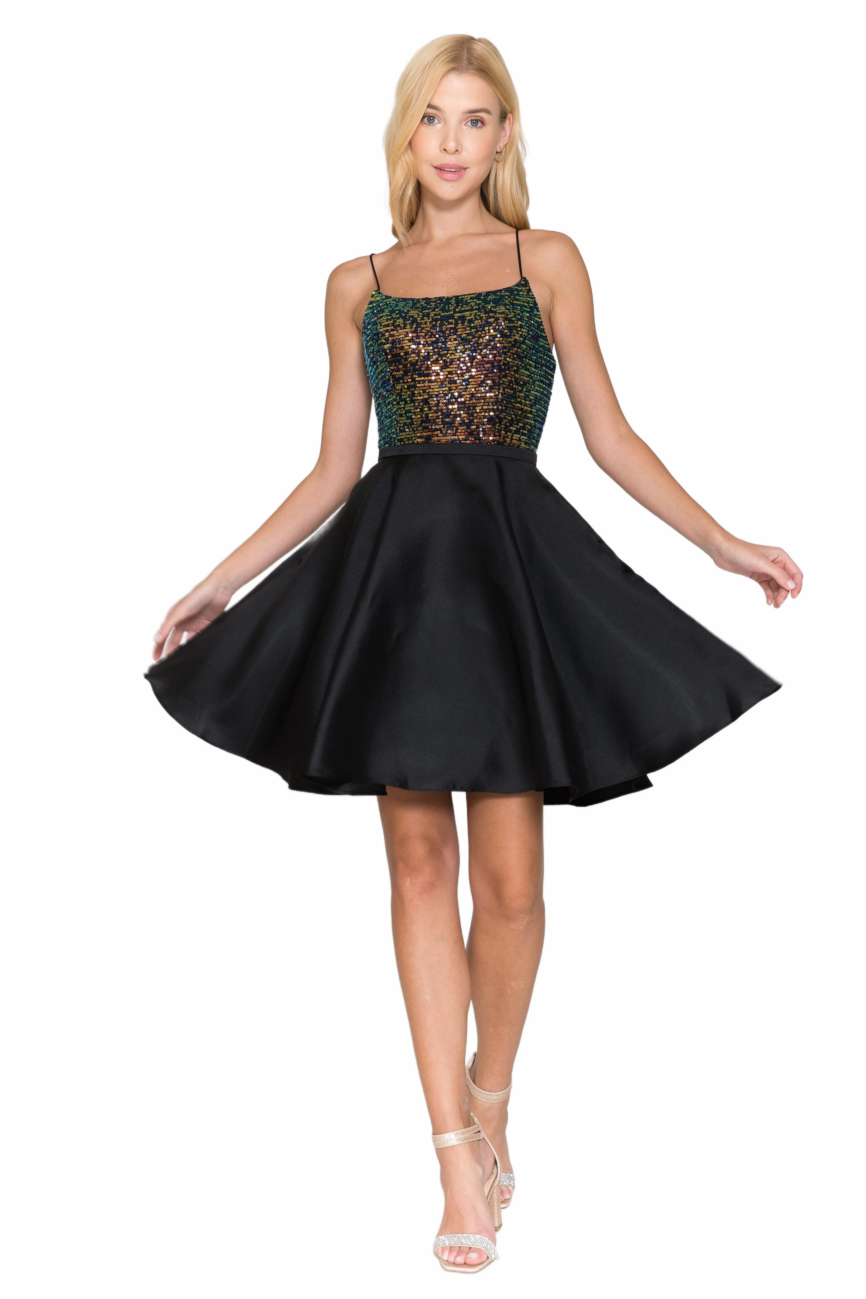 Poly USA 8730 Short Sequin Bodice A-line Dress - Image 11