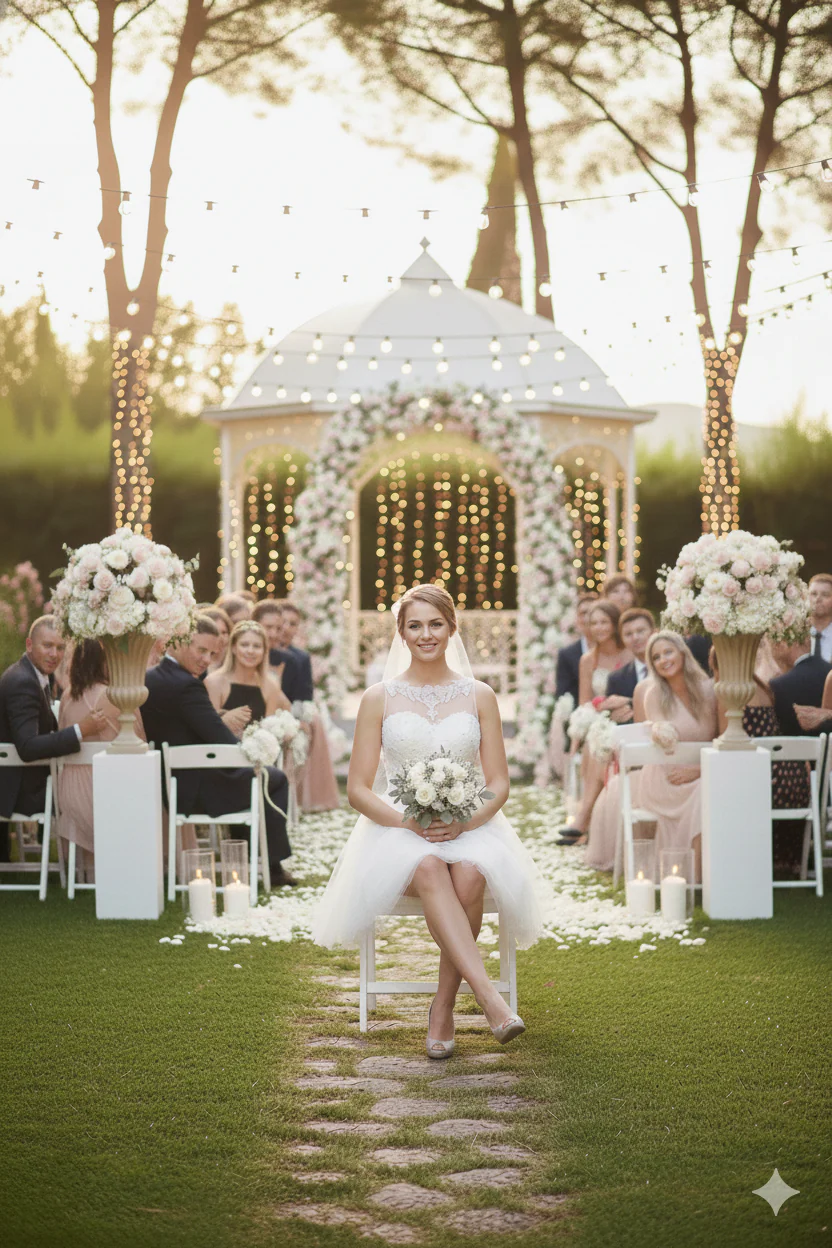 Short Wedding Dress Ivory MQ1429 - Image 3