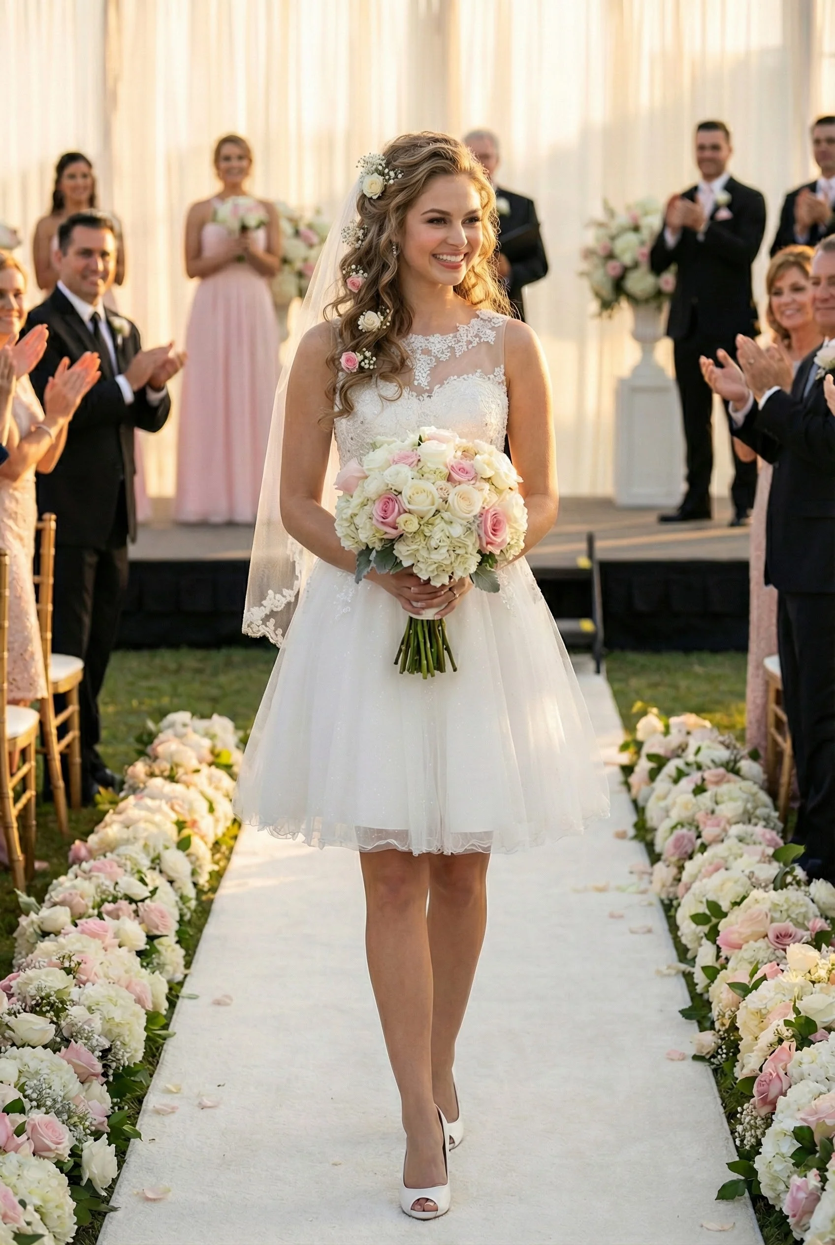 Short Wedding Dress Ivory MQ1429 - Image 4