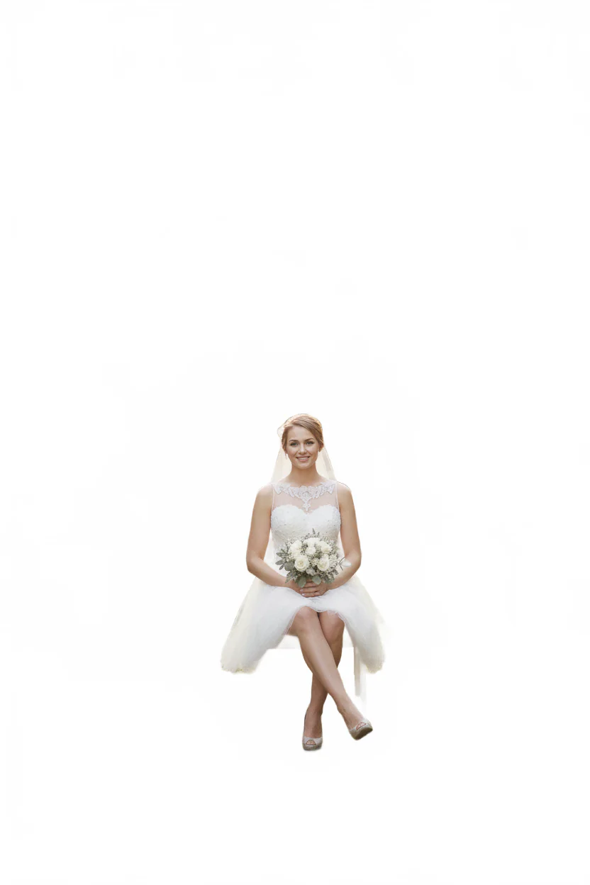 Short Wedding Dress Ivory MQ1429 - Image 8