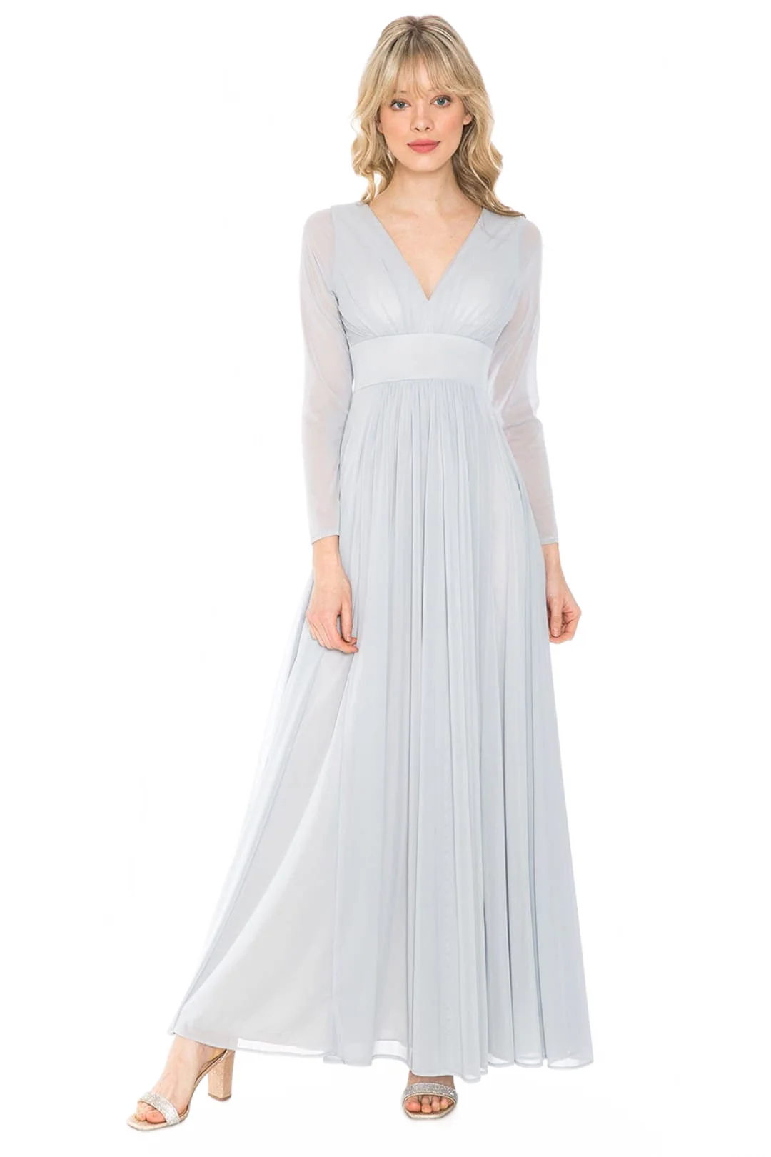 Silver Bridesmaid Dresses-Inexpensive Lenovia 5234 Long Sleeve Sheer - Image 13
