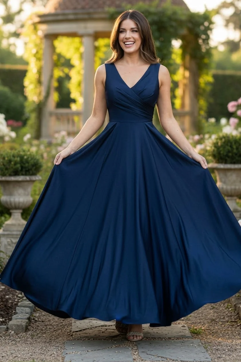 Mocha Bridesmaid Dresses-Inexpensive Lenovia 5242 A-line Shiny Long - Image 3