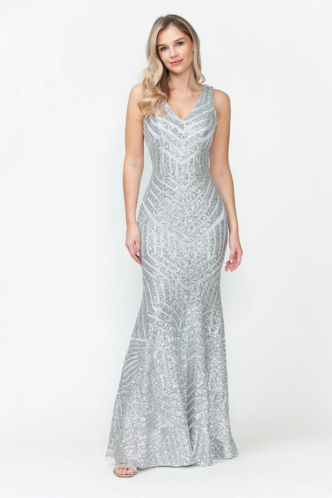 Lenovia USA 5150 V-Neck Mermaid Sequined Long Evening Prom Dress-New Collection - Image 18