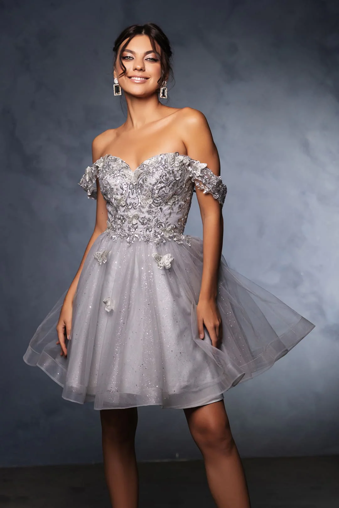 Silver Graduation Dress | Commencement Ceremony Party Outfit by MQ2105